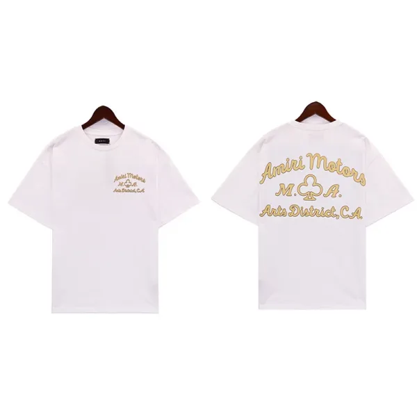 Amiri Motors M.A. Script Embroidered White T-Shirt - 1
