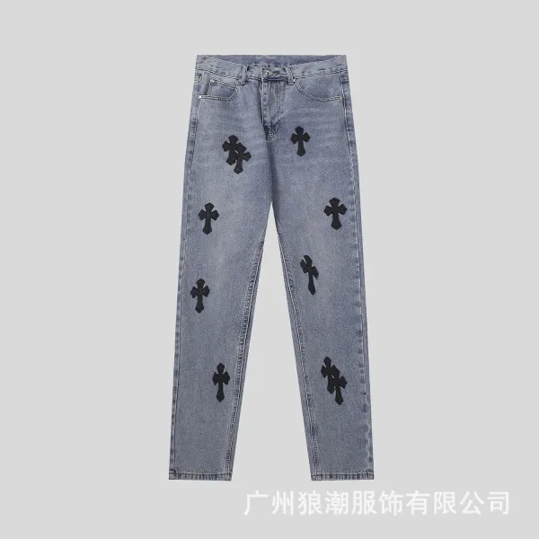 Chrome Hearts Cross-Embellished Light Wash Jeans - 1