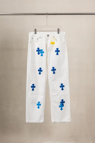 Chrome Hearts Cross-Embellished White Jeans - 1