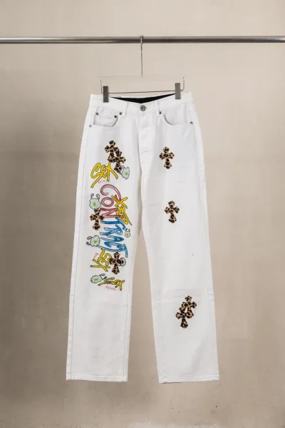 Chrome Hearts x Contrary Set White Leopard Cross Jeans - 1