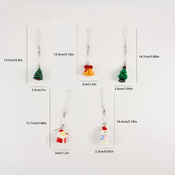 Design Bell Charm Keychain Gold Red Snowflake Phone Strap Phone Accessories - 4