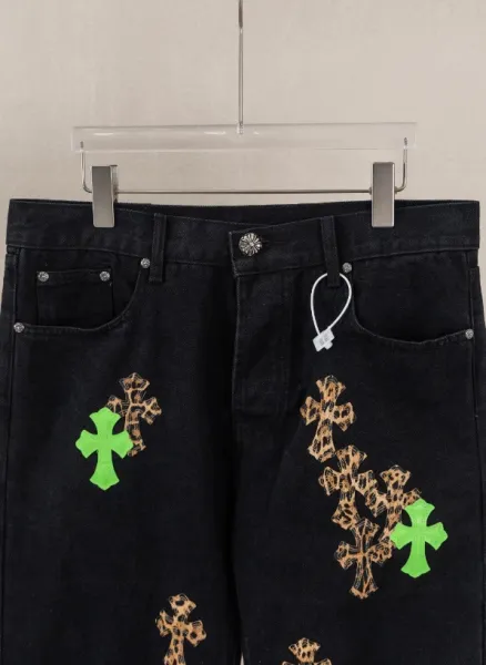 Chrome Hearts Cross-Embroidered Distressed Light Wash Jeans - 6