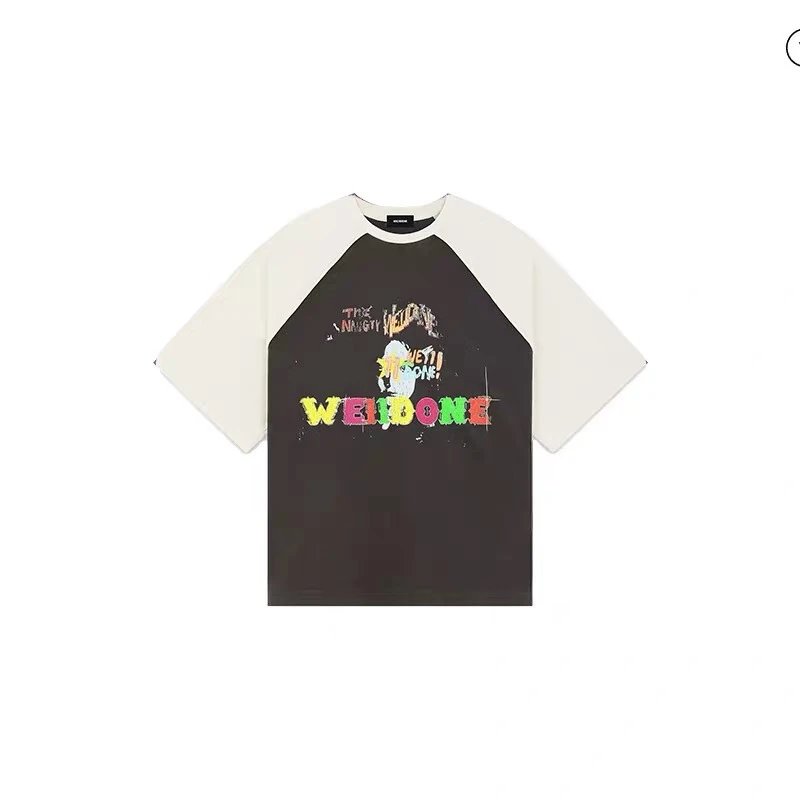 WETIDONE T-Shirts Short-Sleeve Crewneck — w 65 White and gray