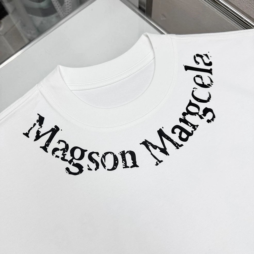 Maison Margiela Logo Embroidered T-Shirt White and Black - 33
