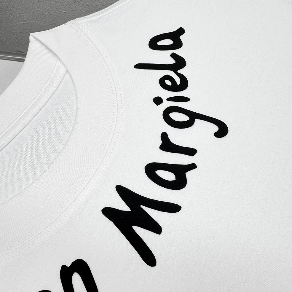 Maison Margiela Logo Embroidered T-Shirt White and Black - 45