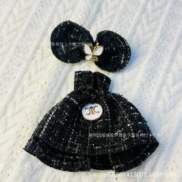 Chanel Chanel-Inspired Tweed Bow Headband in Pink with Butterfly and CC Logo Accessories - 12