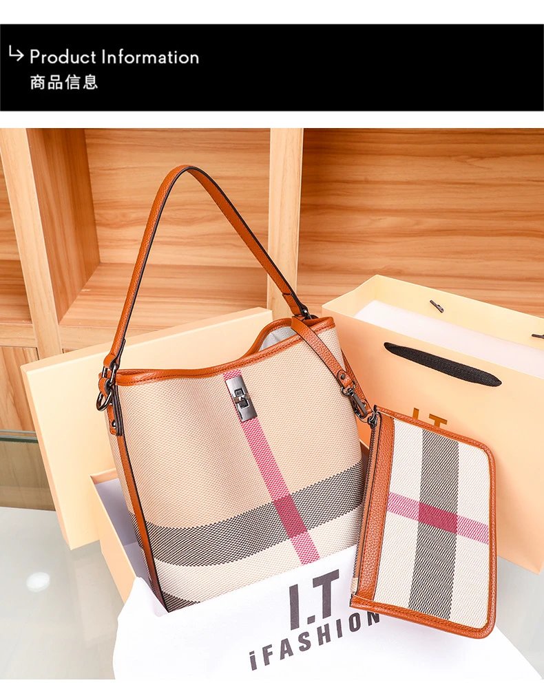 Burberry Check-Print Canvas Hobo Bag with Leather Trim in Beige and Pink Shoulder Bags - 2