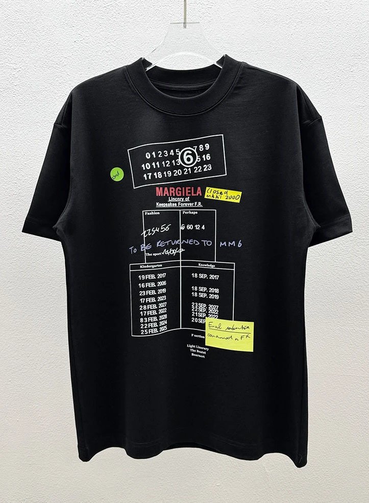 Maison Margiela Logo Embroidered T-Shirt White and Black - 40