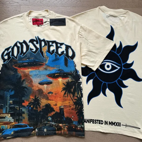 Godspeed Skull Graphic Beige T-Shirt - 15