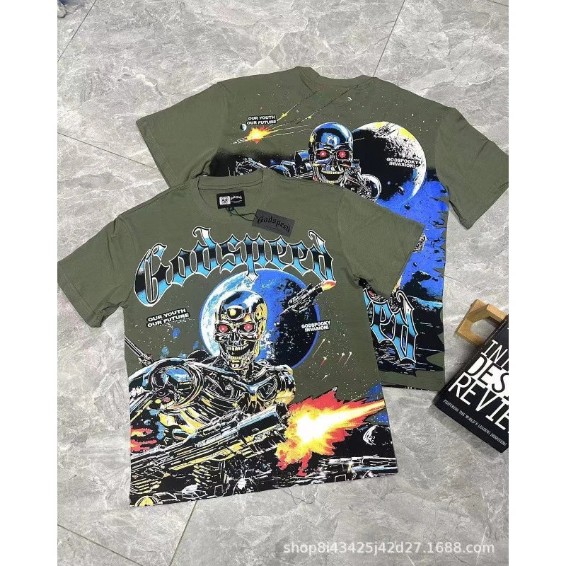 Godspeed Our Youth Future Graphic Print Army Green T-Shirt