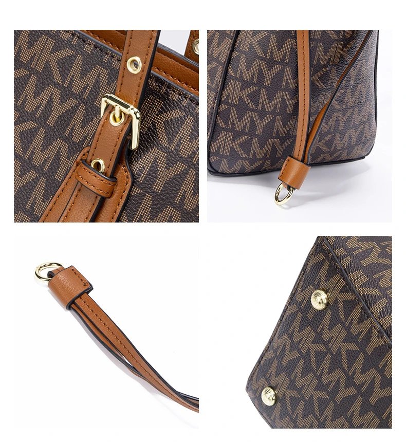 Michael Kors Jet Set Travel Tote Brown Monogram Canvas Handbag Tote Bag - 35