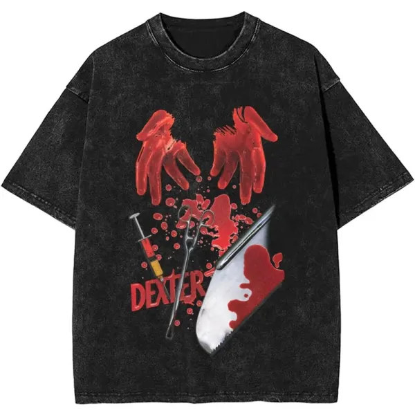 Design Dexter Blood Splatter Washed Black T-Shirt - 1