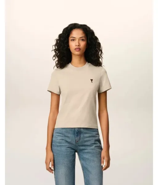AMI Paris Classic Heart Logo Beige T-Shirt - 15