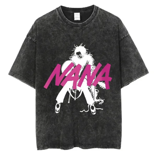 Design NANA Graphic Acid Wash T-Shirt Black T-Shirts - 1