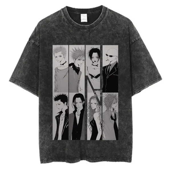 Design Nana Manga Panel Print Acid Wash T-Shirt - 1