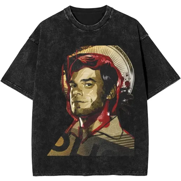 Design Graphic Portrait Washed Black T-Shirt - 1