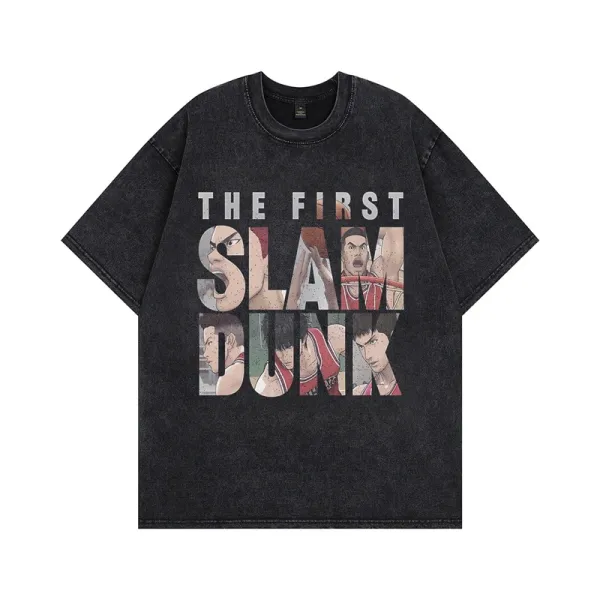 Design Slam Dunk x Unknown Brand The First Slam Dunk Graphic Washed Black T-Shirt T-Shirts - 1