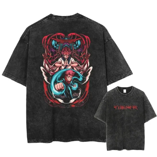 Design Jujutsu Kaisen Graphic Washed Black T-Shirt - 1