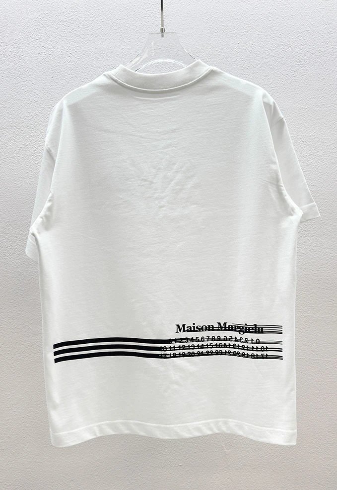 Maison Margiela Logo Embroidered T-Shirt White and Black - 37