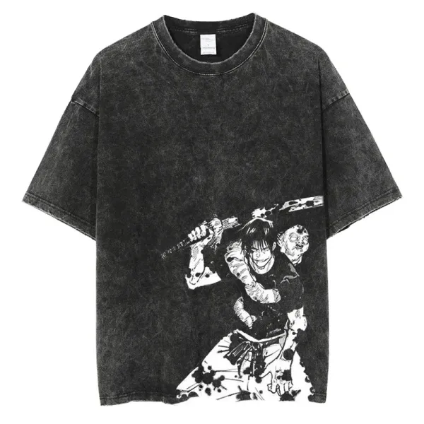Design Jujutsu Kaisen Graphic Washed Black T-Shirt - 1