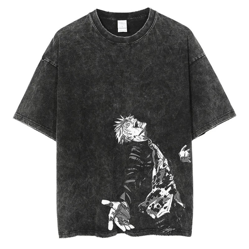 Design Jujutsu Kaisen Yuji Itadori Acid Wash T-Shirt