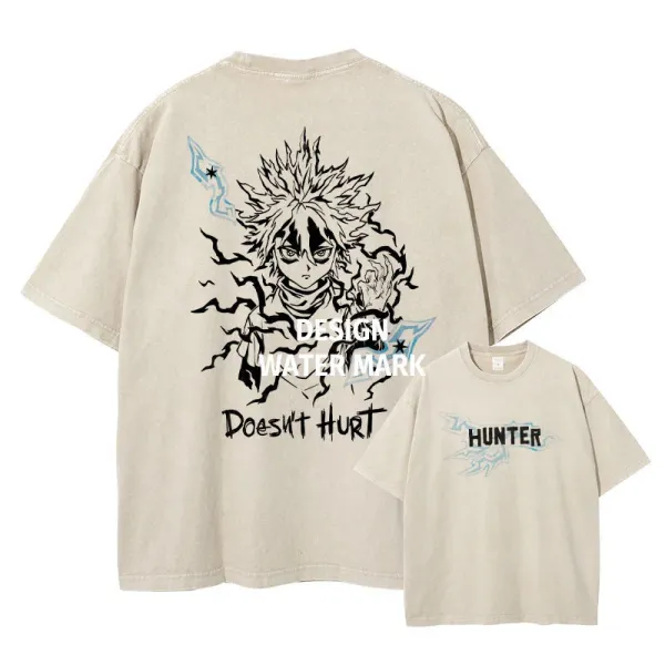 Design Hunter x Nenji T-Shirt Beige Streetwear Graphic Tee - 1