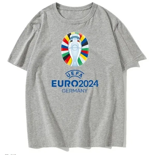 Design UEFA Euro 2024 Germany Official Logo T-Shirt Gray T-Shirts - 1