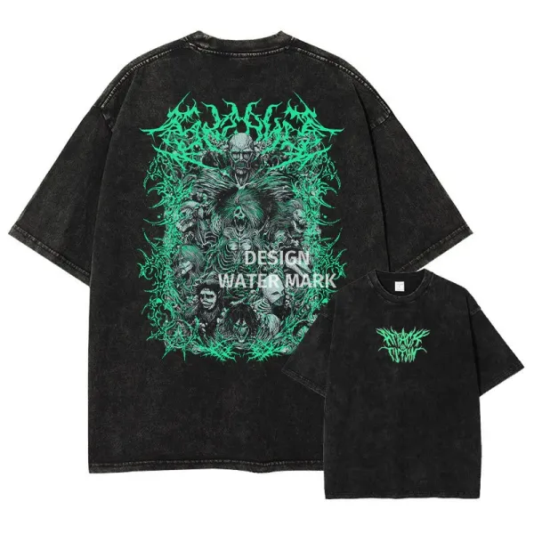 Design Acidic Horror Graphic Oversized T-Shirt Black - 1