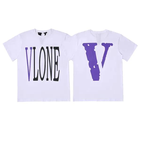 Vlone V Logo Graphic T-Shirt White Purple - 1