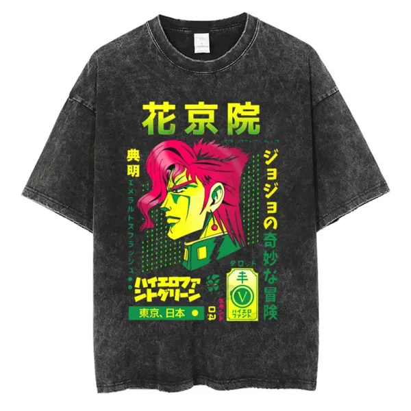 Design JoJo's Bizarre Adventure Kakyoin Noriaki Acid Wash T-Shirt - 1
