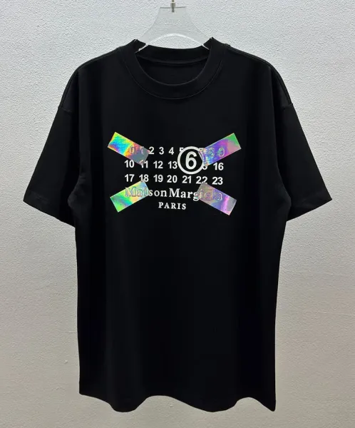 Maison Margiela Tabi Logo Embroidered Black T-Shirt - 48