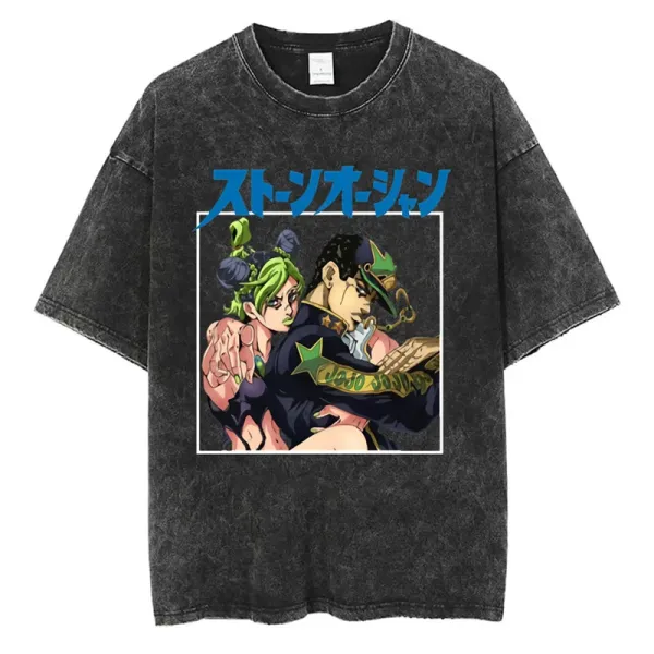 Design JoJo's Bizarre Adventure Stone Ocean Graphic T-Shirt Black - 1