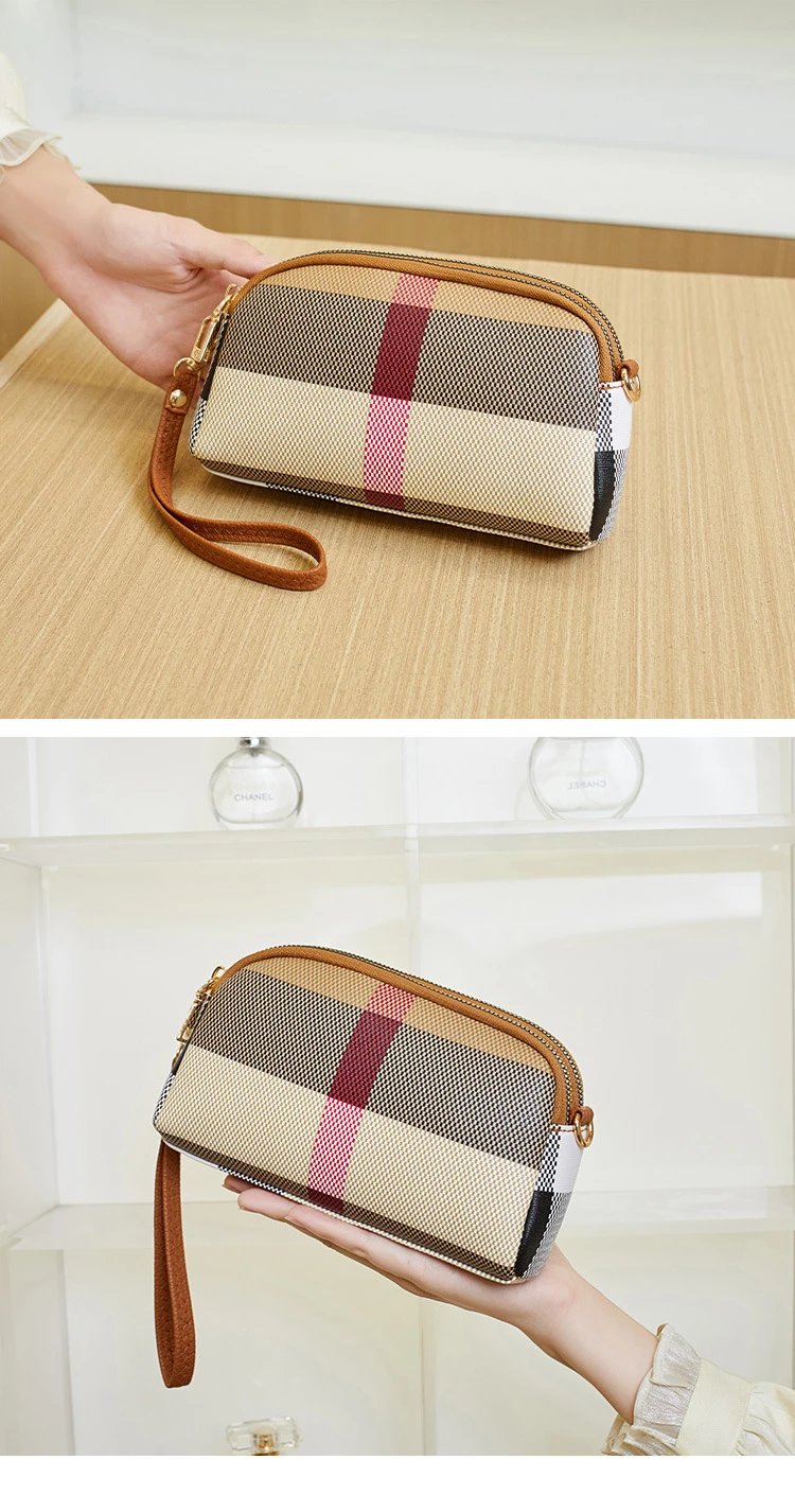 Burberry Check Wristlet Clutch Beige Multicolor Clutches - 15