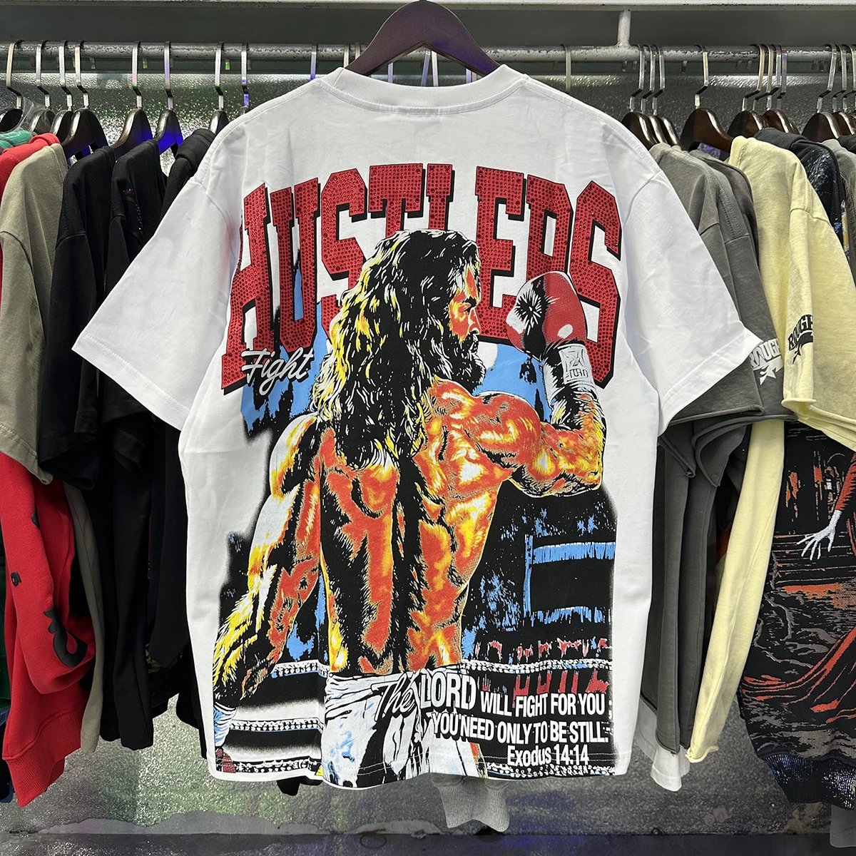 Design Life Hustlers Jesus Is King Graphic T-Shirt Black T-Shirts - 46