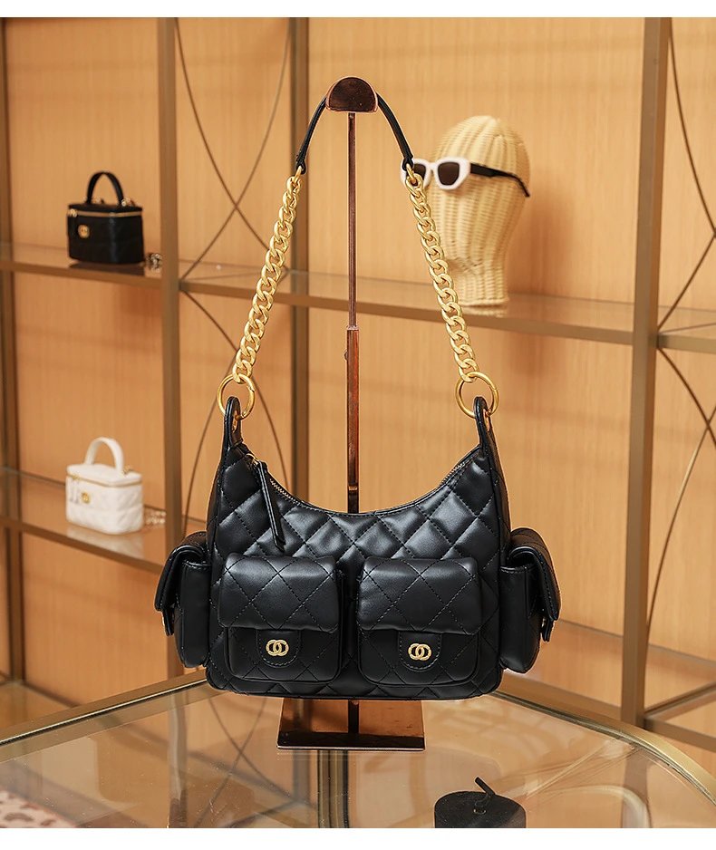 Chanel Quilted Hobo Bag Black with Gold Hardware - 14