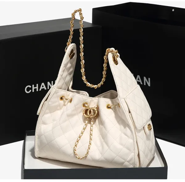 Chanel Quilted Bucket Bag Black with Gold Hardware Handbags - 20