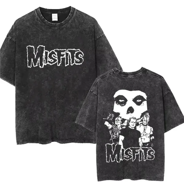 Design Misfits Band Logo Acid Wash Black T-Shirt T-Shirts - 1