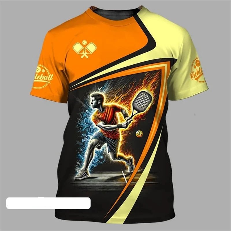 Design Pickleball Graphic Performance T-Shirt Orange Yellow Black T-Shirts - 4