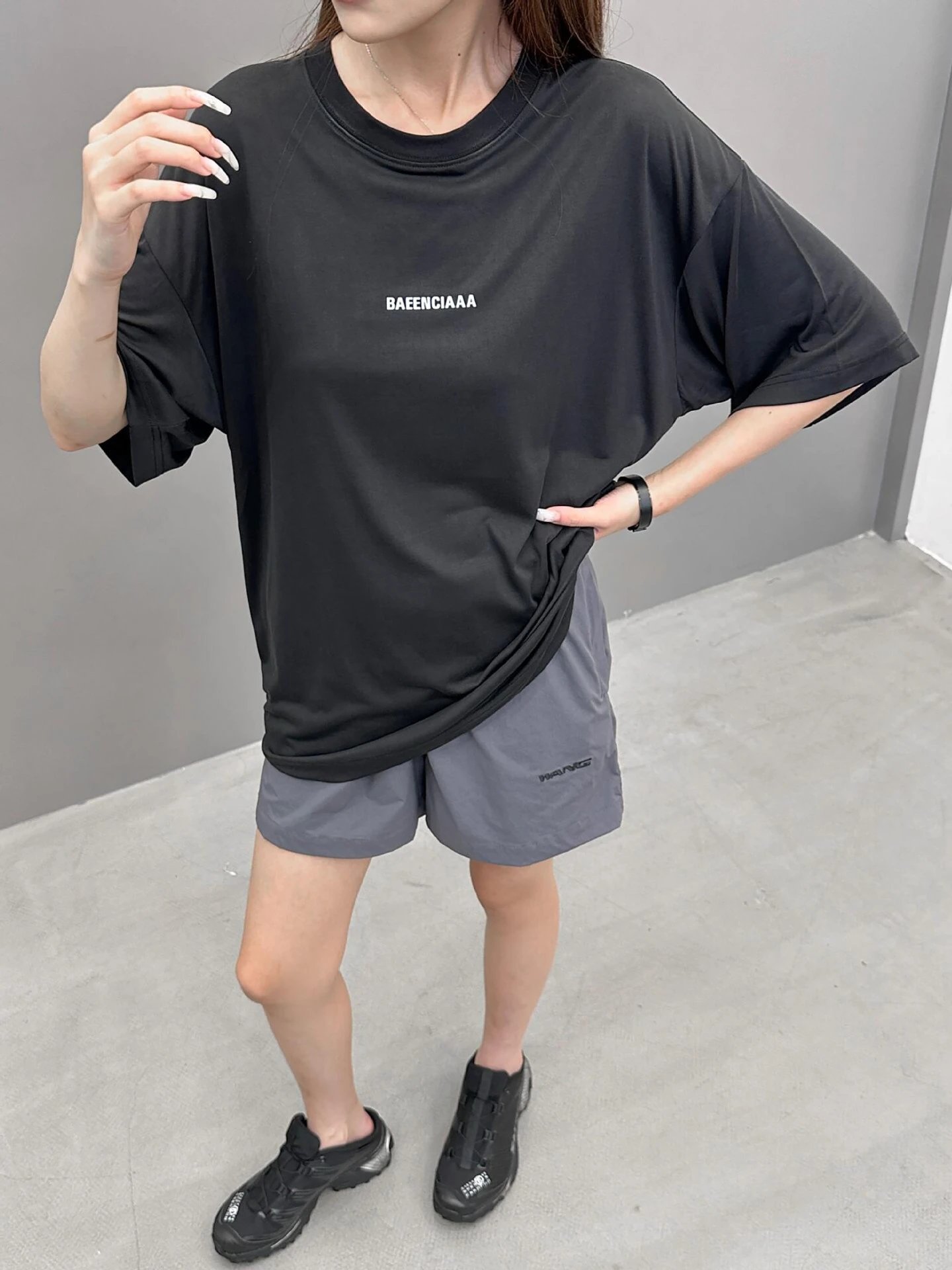 Balenciaga BAEENCIAAA Oversized Black T-Shirt - 4