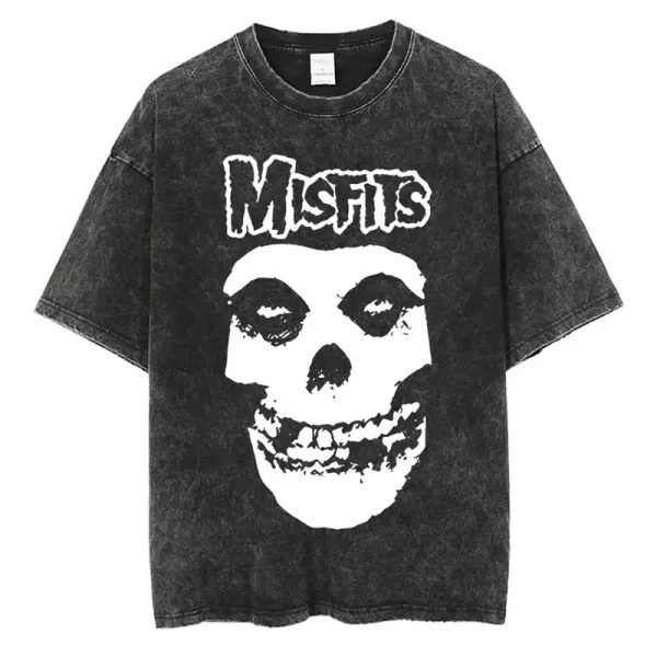 Design Misfits Fiend Skull Acid Wash Black T-Shirt T-Shirts - 1