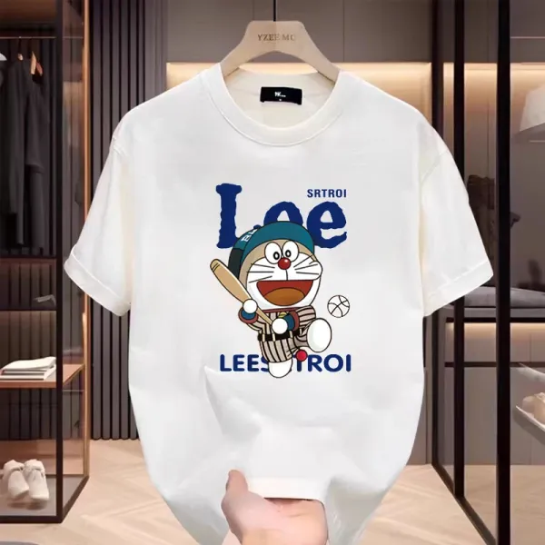 Design Doraemon x Lee Baseball Graphic T-Shirt White T-Shirts - 15