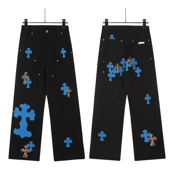 Chrome Hearts x NoStylist Embroidered Cross Patch Light Wash Jeans - 37