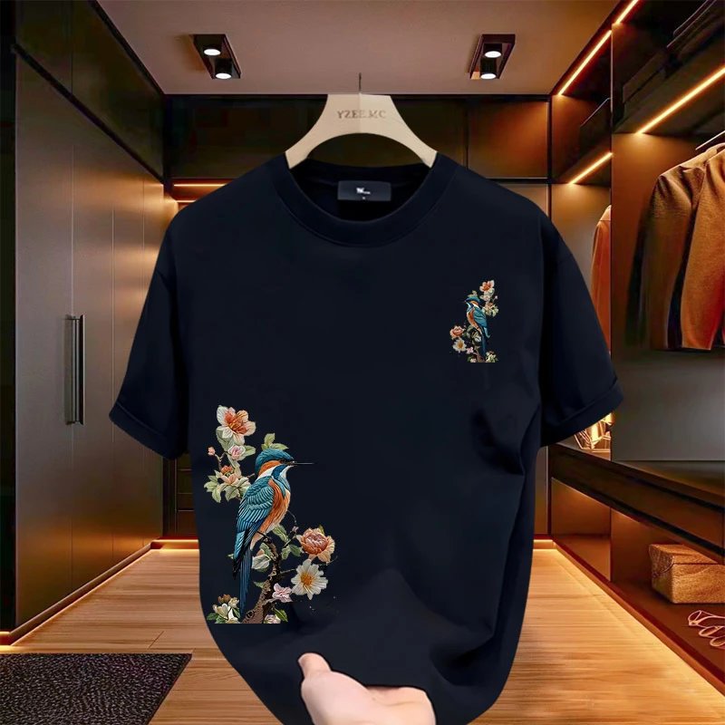 Design YZEE MC Floral Embroidery Burgundy T-Shirt T-Shirts - 3