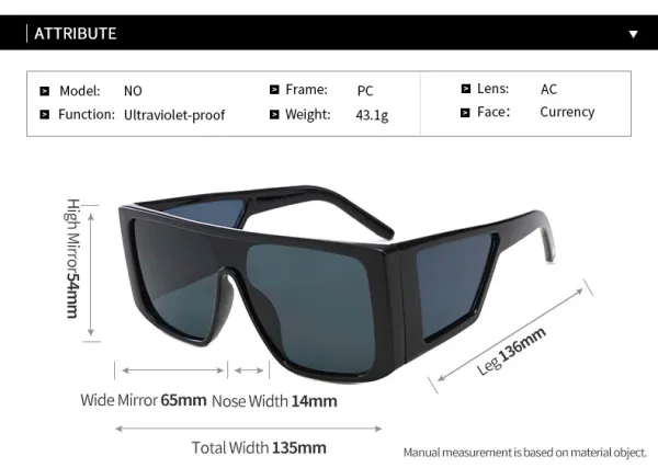 Design C3 Black / Yellow Oversized Shield Sunglasses Eyewear - 10
