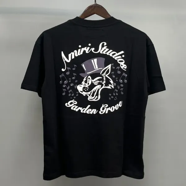 Amiri Studios Garden Grove Wolf Graphic T-Shirt Black - 1