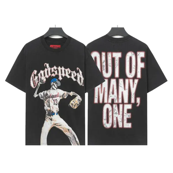 Godspeed Out Of Many One Skeleton Basketball T-Shirt Black - 7