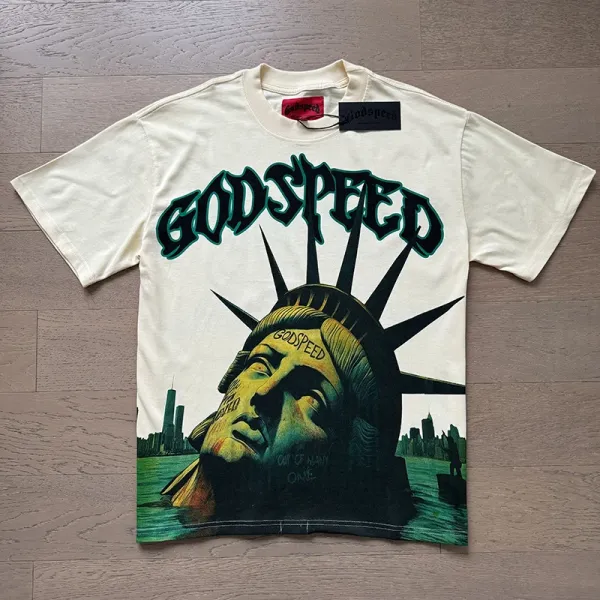 Godspeed Skull Graphic Beige T-Shirt - 6