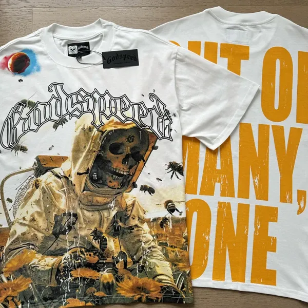 Godspeed Skull Graphic Beige T-Shirt - 24