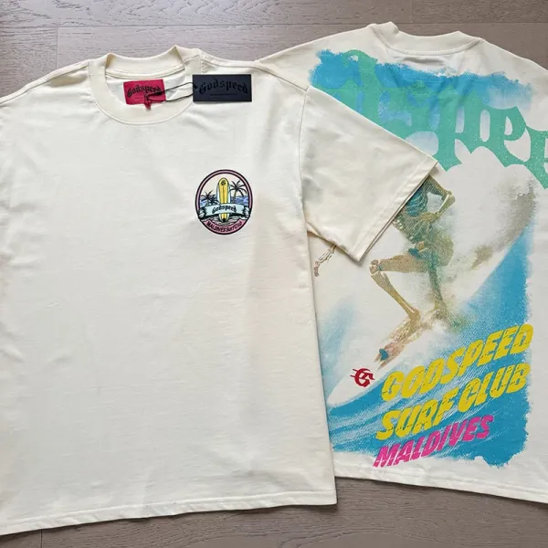 Godspeed Skull Graphic Beige T-Shirt - 29