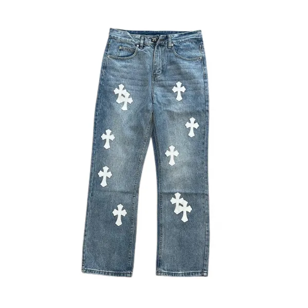 Chrome Hearts Cross-Embellished Straight-Leg Jeans Blue - 1
